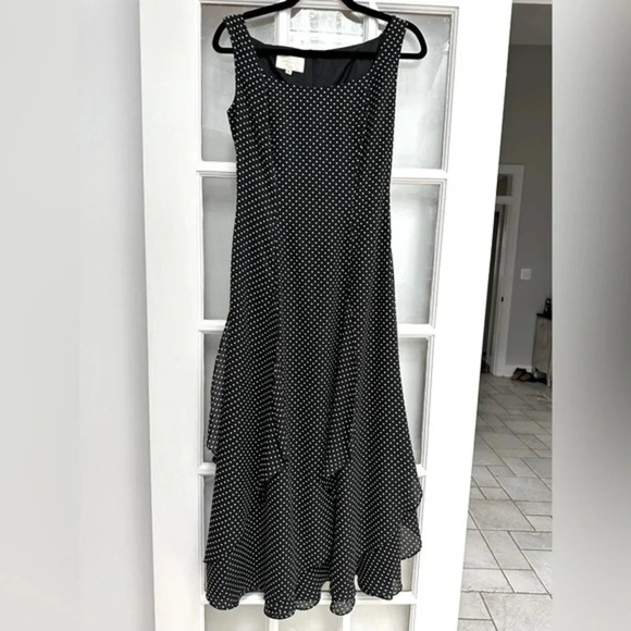 Vintage Cache Gold Label Rockabilly Pinup Ruffle Polka Dot Midi Dress Size 4 S - Picture 12 of 12